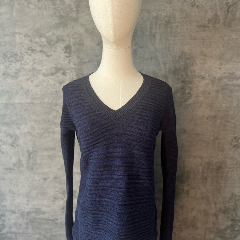 Ellen Tracy Blue Cardigan V-Neck Long Sleeve